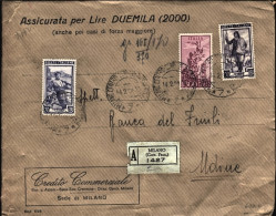 1951-P.A. Campidoglio Lire 300 E Italia Lavoro Lire 20 E 50 Su Assicurata Forza  - 1946-60: Marcophilia