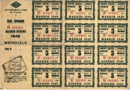 1949-ACI CARTA CARBURANTI Integra Dei Tagliandi Con Il Verso Utilizzato Per Appu - Publicités