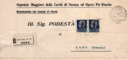 1944-R.S.I. Coppia Lire 1,25 Fascetto Su Piego Raccomandato Novara (17.11) - Marcophilie