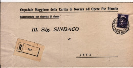 1946-Imperiale S.F. Lire 10 Isolato Su Piego Raccomandato Novara (1.6 Re Di Magg - Marcophilie