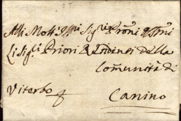 1750-Stato Pontificio Lettera Zi Priori Della Comunita' Di Canino Viterbo Nella  - Documents Historiques