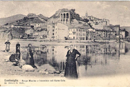 1911-cartolina Di Ventimiglia Borgo Marino E Lavandaie Nel Fiume Roia,diretta In - Imperia