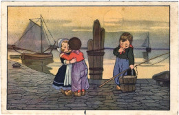 1938-Olanda Cartolina "fidanzatini E Bimbo Pescatore"viaggiata - Other & Unclassified