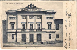 1902-"Un Saluto Da Savigliano Cuneo-teatro Civico Milanollo"cartolina Viaggiata, - Cuneo