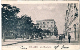 1904circa-"Taranto Via Margherita"viaggiata, Francobollo Asportato - Taranto