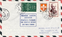 1960-France Francia I^volo Caravelle Alitalia Parigi Roma Del 24 Maggio - Brieven En Documenten