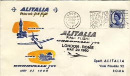 1960-Gran Bretagna Alitalia I^volo Caravelle Jet Londra Roma Del 23 Maggio - Brieven En Documenten