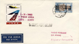 1962-I^volo Linea Genova-Alghero Del 1 Novembre, Con Erinnofilo Dell'aeroporto D - 1961-70: Marcofilie