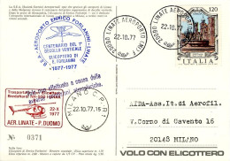 1977-"centenario 1^ Decollo Verticale Elicoptero Enrico Forlanini"trasportata Co - Poste Aérienne