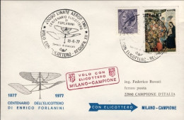 1977-centenario Dell'elicottero Di Enrico Forlanini Bollo Volo Con Elicottero Mi - Posta Aerea