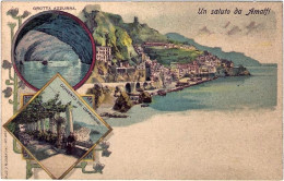 1900-inizio Secolo "Un Saluto Da Amalfi-vedute Grotta Azzurra E Convento Dei Cap - Salerno