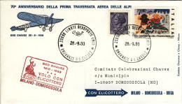 1980-lettera Illustrata Anniversario Della Prima Traversata Aerea Delle Alpi Bol - Luchtpost