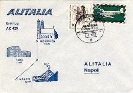 1969-Germania Alitalia Volo Monaco Napoli Via Roma, Al Verso Annullo Meccanico I - Covers & Documents
