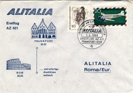 1969-Germania Alitalia Volo Francoforte Roma Del 1 Aprile, Al Verso Annullo Mecc - Poste Aérienne