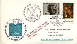 1981-San Marino Aerogramma Volo Milano-Lodrino-Bosco/Gurin, Volo Sospeso Per Avv - Luchtpost