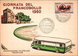 1960-cartolina Della Associazione Filatelica Triestina Affrancata L.15 Giornata  - 1946-60: Marcophilie