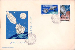 1969-Romania S.2v.su Raccomandata Fdc Illustrata "Apollo 9 E Apollo 10" - FDC