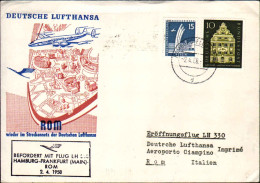 1958-Germania Lufthansa Amburgo Roma Del 2 Aprile - Covers & Documents