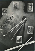1952-cartolina Numerata Illustrata "l'arte E Francobollo"affrancata L.10 Italia  - Timbres (représentations)