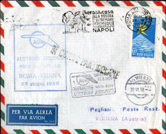 1958-AUA Roma Vienna Del 28 Giugno Affr. L.60 Esposizione Di Bruxelles Isolato,a - Posta Aerea