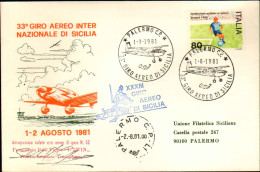 1981-33 Giro Aereo Internazionale Di Sicilia Con Firma Del Pilota - Poste Aérienne