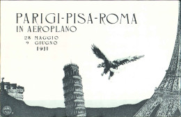 1981-cartolina Parigi Pisa Roma In Aeroplano Con Annullo Figurato XX Mostra Fila - Poste Aérienne