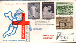 Vaticano-1964 Viaggio Papale Paolo VI Vaticano-Bombay Su Fdc Venetia Del 2 Dicem - FDC