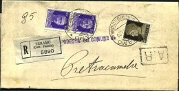 1940-piego Raccomandato Affrancato 10c.+coppia 50c.Imperiale Annullo Di Teramo - Storia Postale