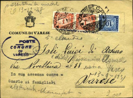 1948-cartolina Del Comune Di Varese Con Tassa A Carico Del Destinatario Espletat - 1946-60: Poststempel