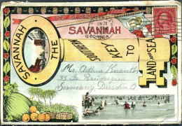 1924-U.S.A. Libretto Con 18 Vedute A Colori Di Savannah The Southern Key To Land - Poststempel