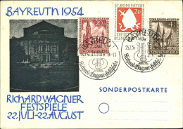 1954-Germania Cartolina Festivita' Wagneriane Affr. 20p.S.Bonifacio+Germania Ber - Lettres & Documents