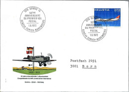 1972-Svizzera Lettera Illustrata 50^ Anniversario Del I^volo Postale Ginevra Zur - Premiers Vols