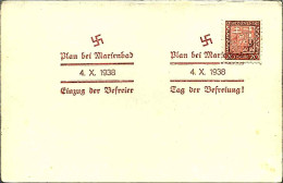 1938-Cecoslovacchia Cartoncino Affrancato 20h.con Bolli Di Propaganda Nazista - Altri & Non Classificati