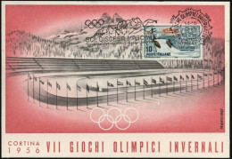 1956-Cortina Pista Di Misurina Cartolina Ufficiale Edita Dal Comitato Organizzat - 1946-60: Poststempel