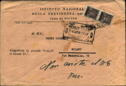 1947-busta Affr. Con Coppia Di Recapito Autorizzato L.1 Stemma Sabaudo Senza Fas - 1946-60: Poststempel