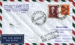 1964-collegamenti Aereo Postali Notturni Linea Pisa Milano Via Roma - 1961-70: Marcophilie