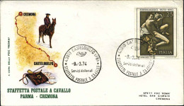 1974-lettera Illustrata Staffetta Postale A Cavallo Castelguelfo-Cremona Con Ann - 1971-80: Marcophilia