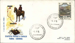1974-lettera Illustrata Staffetta Postale A Cavallo Cremona Soragna Con Annullo  - 1971-80: Storia Postale