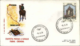 1974-lettera Illustrata Staffetta Postale A Cavallo Fontanellato-Cremona Con Ann - 1971-80: Poststempel