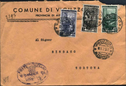 1953-busta Affrancata L.1+L.2+L.10 Italia Lavoro Annullo Di Viguzzolo Cremona - 1946-60: Marcophilia