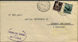 1951-piego Comunale Affrancato L.2+L.3 Democratica Con Annullo Di Altivole Trevi - 1946-60: Poststempel