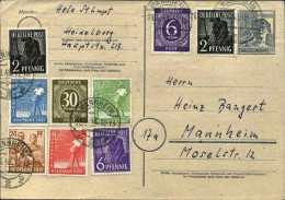 1948-Germania Zona Alleata Intero Postale 12pf.con Interessante Affrancatura Agg - Sonstige & Ohne Zuordnung