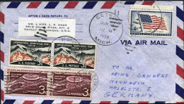 1958-U.S.A. Lettera Con Bella Affrancatura Multicolore Diretta In Germania - Postal History