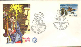 1979-L.120 Natale Su Fdc Illustrata Con Bollo Figurato - FDC