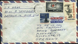 1963-U.S.A. Lettera Con Bella Affrancatura Multicolore Diretta In Germania - Poststempel
