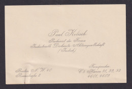 Visitenkarte Paul Kolisch Industrielle Diskonto Aktiengesellschaft Berlin NW 40 - Storia Postale