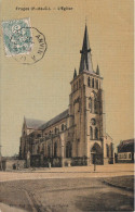FRUGES : L'église (carte Colorisée Et Toilée.) - Fruges