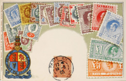C.P.A. Carte Postale Philatélique Gaufrée Avec Armoiries - Représentation De Timbres Poste Anciens Du Royaume-Uni - TBE - Stamps (pictures)