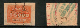 BRAZIL   EARLY 1900's 5,000 REIS POSTAL MONEY ORDER STAMP USED ON PIECE (CONDITION PER SCAN) (GL1-22) - Used Stamps