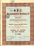 A.B.C. ACCUMULATOR BATTERY Company; Action De Capital - Electricité & Gaz